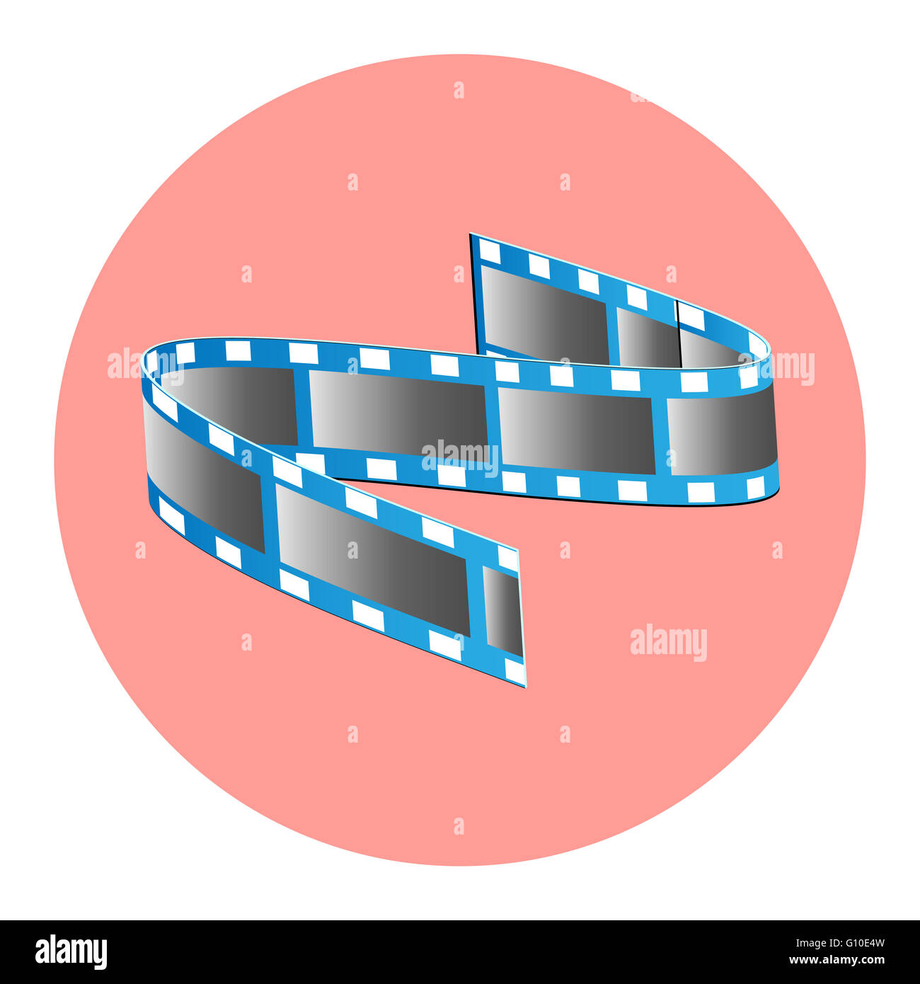 Tape film icon. Reel film movie and video filmstrip for cinematography industry. Vector flat design illustration Stock Photo
