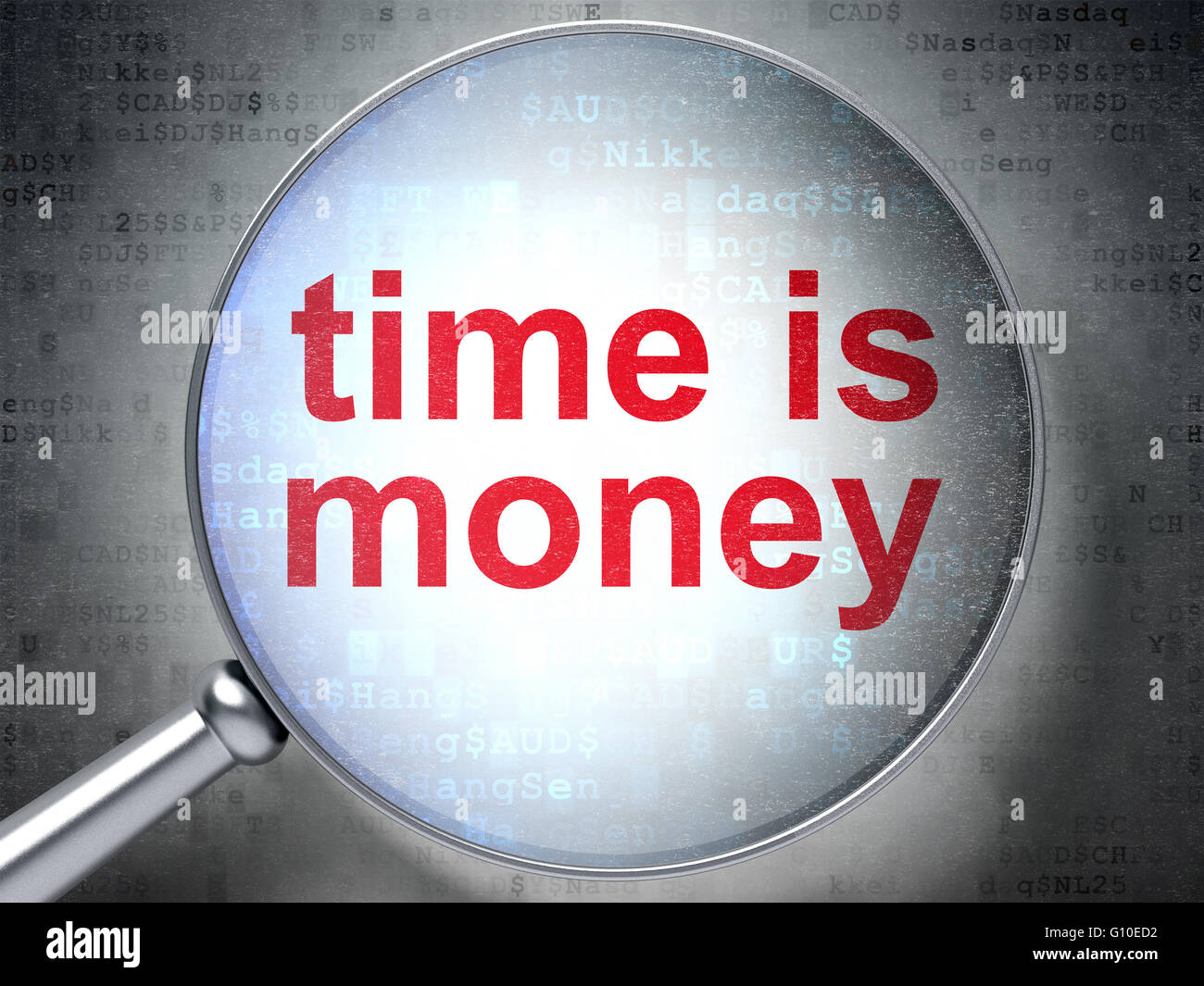 Business concept: Time is Money with optical glass Stock Photo - Alamy