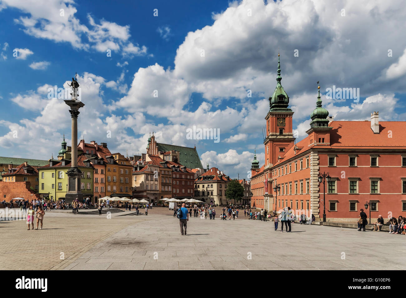 The Palace Square with Sigismunds Column and the Royal Castle, Warsaw, Masovian, Poland, Europe Stock Photo