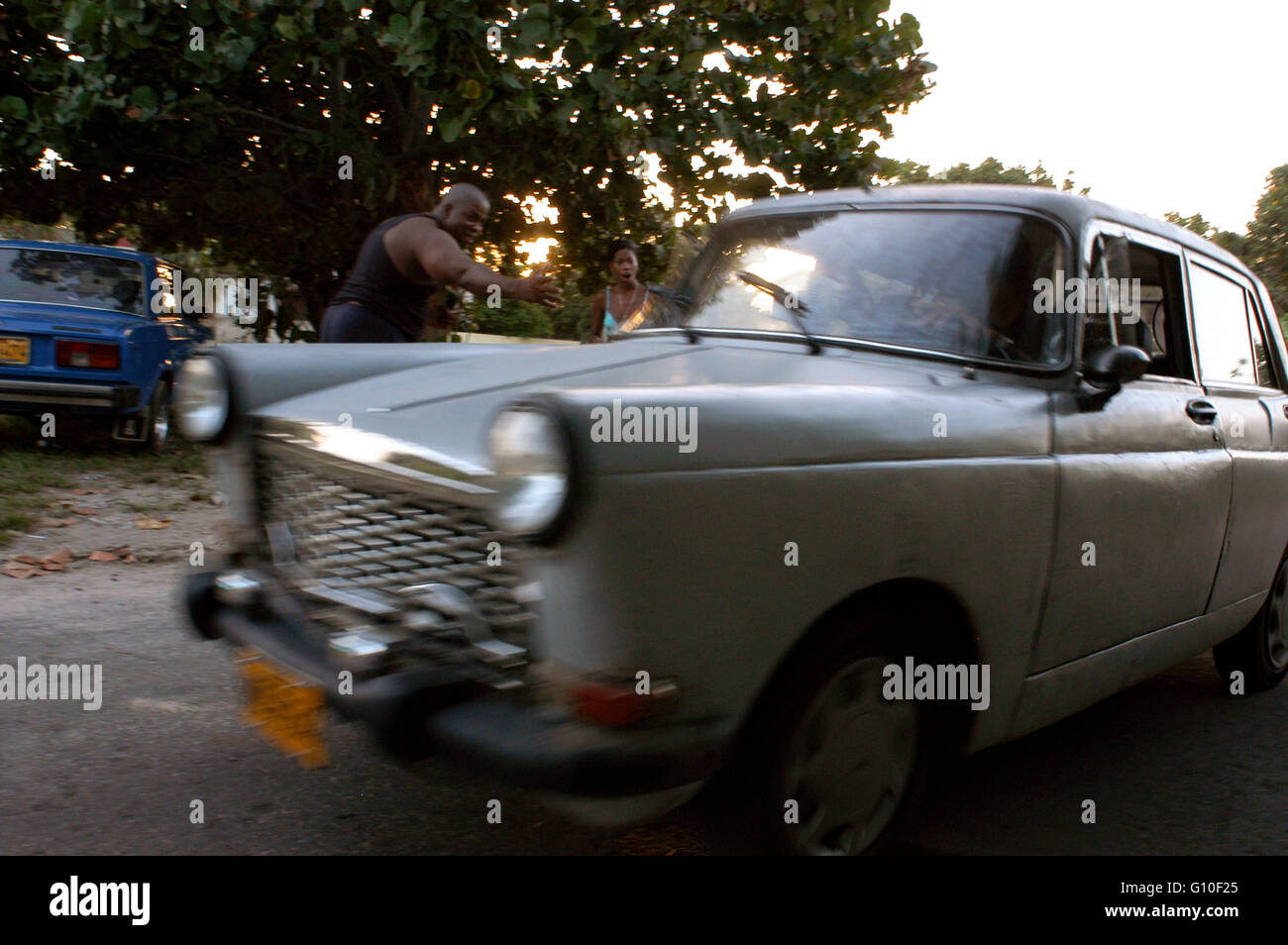 Old American Car on the beach in Varadero, Cuba, Caribbean Stock Photo ...