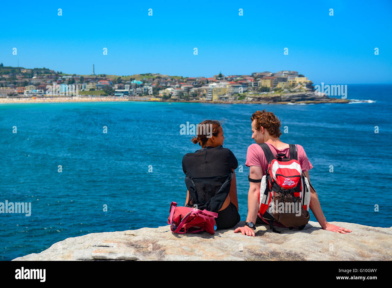 Couple at Bondi Beach, Sydney, Australia Stock Photo