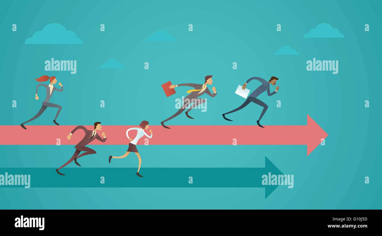 Competitive Run Team Business People Group Run Team Leader On Arrow Competition Concept ...