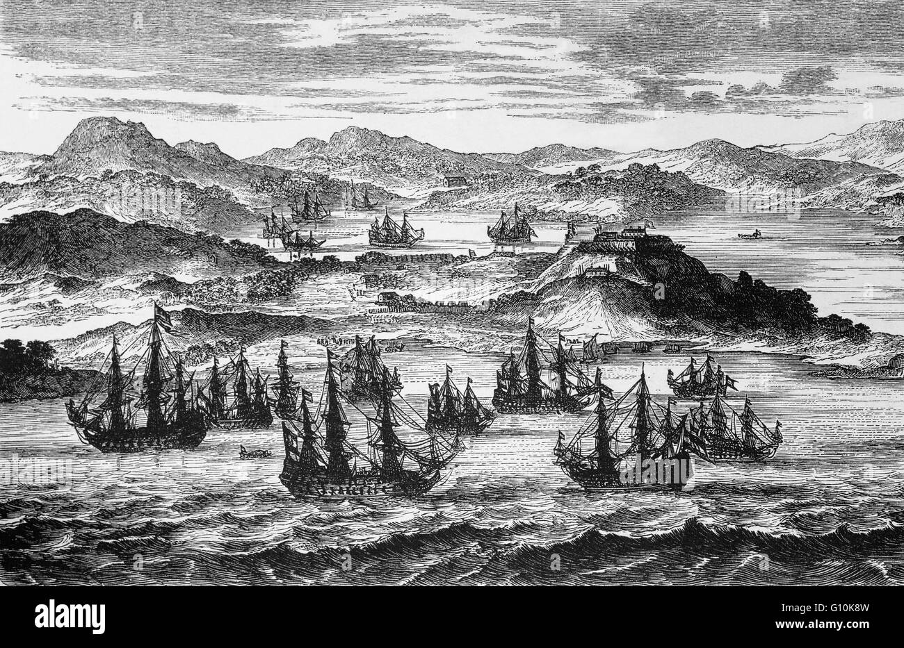 The Spanish Fleet in the 17th Century. Stock Photo