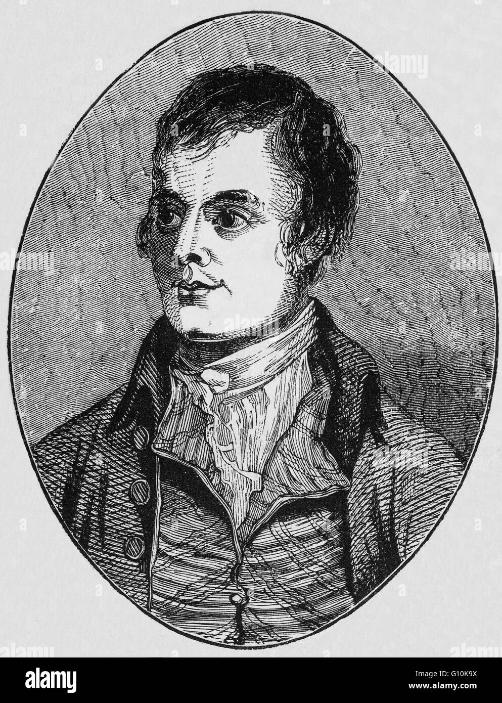 Robert Burns (1759 – 1796), also known as Rabbie Burns, the Bard of Ayrshire, a Scottish poet and lyricist, widely regarded as the national poet of Scotland. Stock Photo