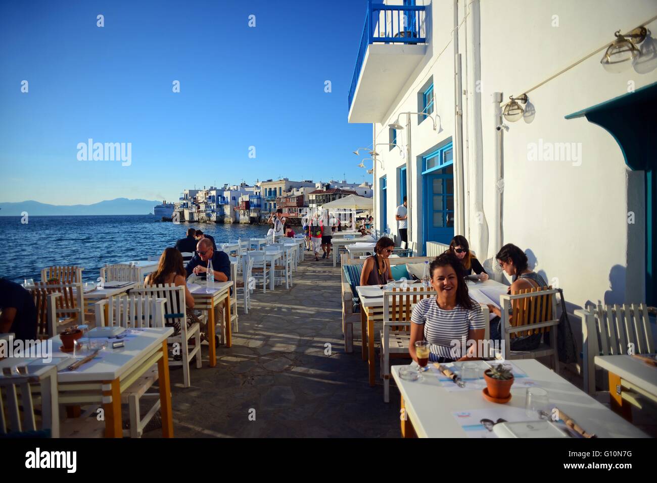 Cafe Terrace With Little Venice In View Mykonos Greece Stock Photo Alamy Cafe Terrace With Little Venice In View Mykonos Greece Stock Photo Alamy
