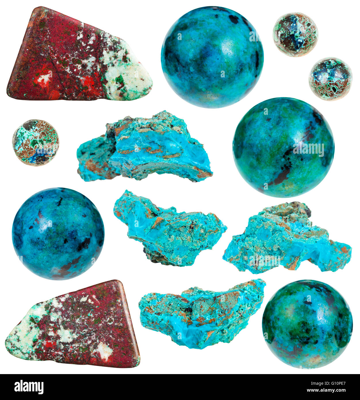 set of various chrysocolla natural mineral stones and gemstones ...