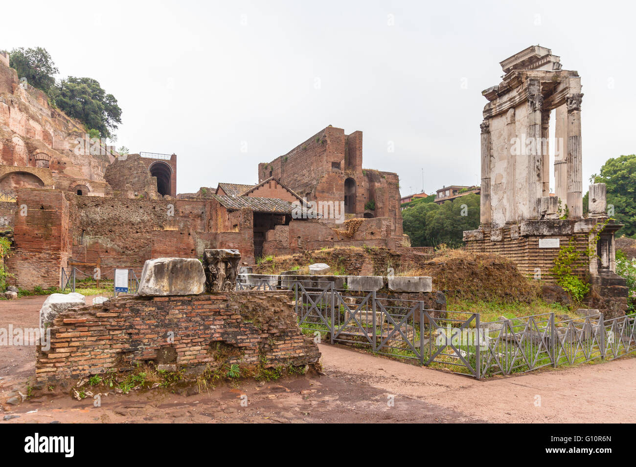 View of the ancient ruin near colosseum, Rome, Italy Stock Photo