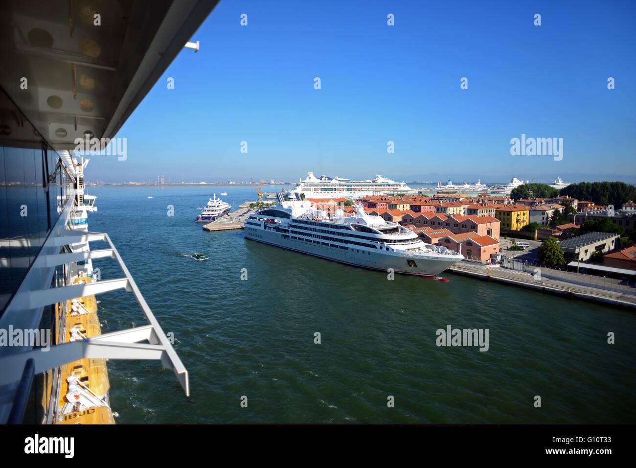 Arriving on a cruise ship at Port of Venice, San Basilio Maritime Station, Venice, Italy Stock Photo