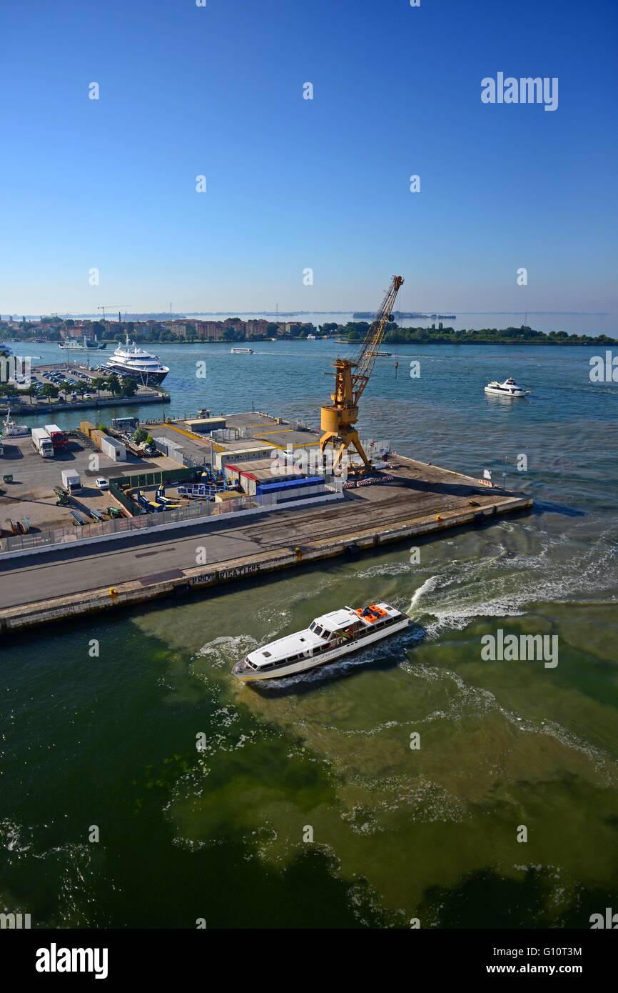 Arriving on a cruise ship at Port of Venice, San Basilio Maritime Station, Venice, Italy Stock Photo