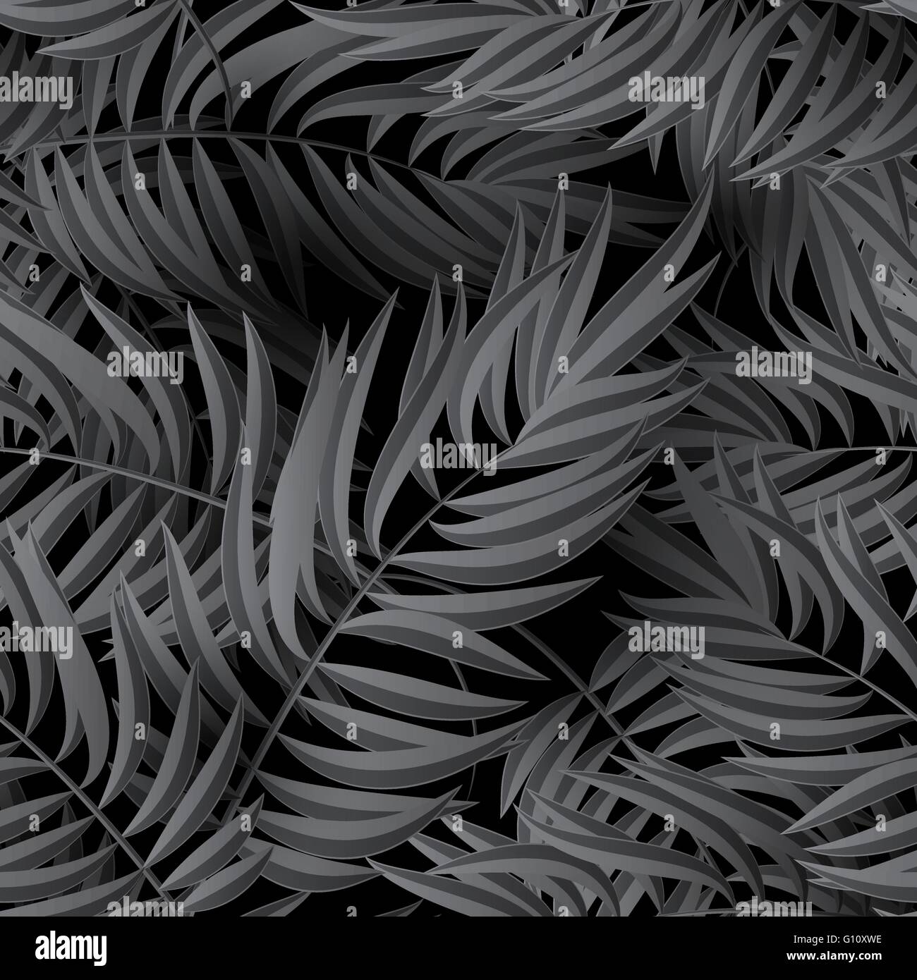 Seamless tropical jungle floral pattern with palm fronds. Vector