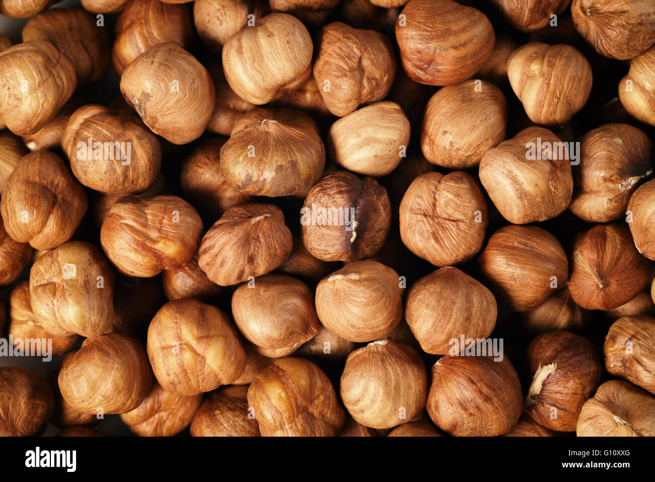 peeled hazelnuts directly from above Stock Photo Alamy