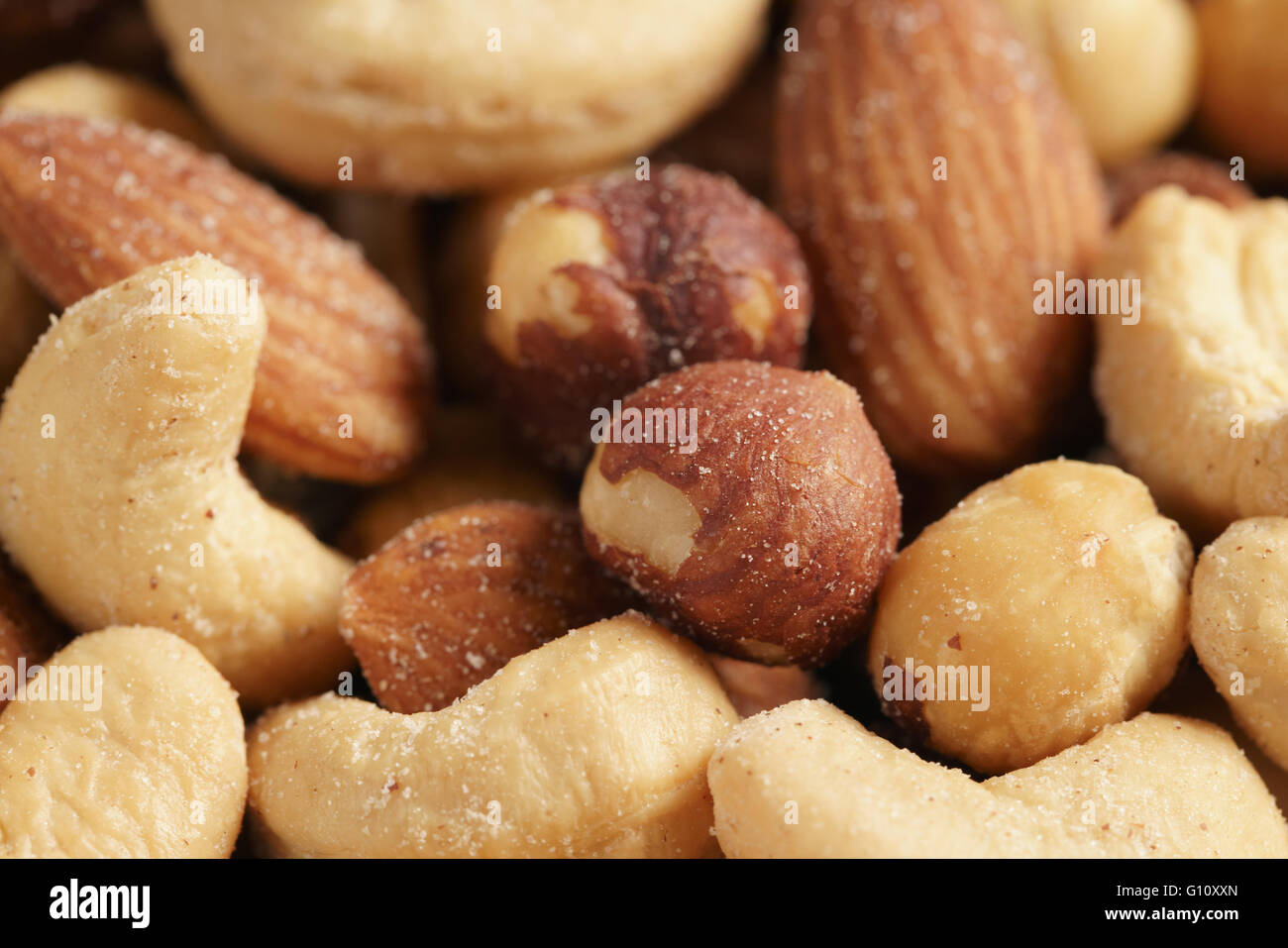 salted nut mix background Stock Photo
