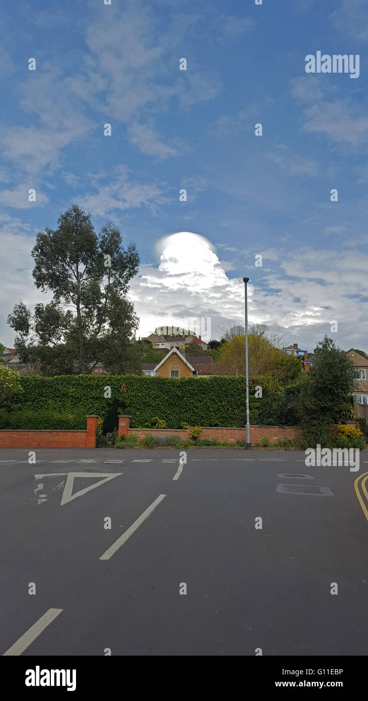 UK Weather. Donald trump lookalike cloud formation Glastonbury Somerset