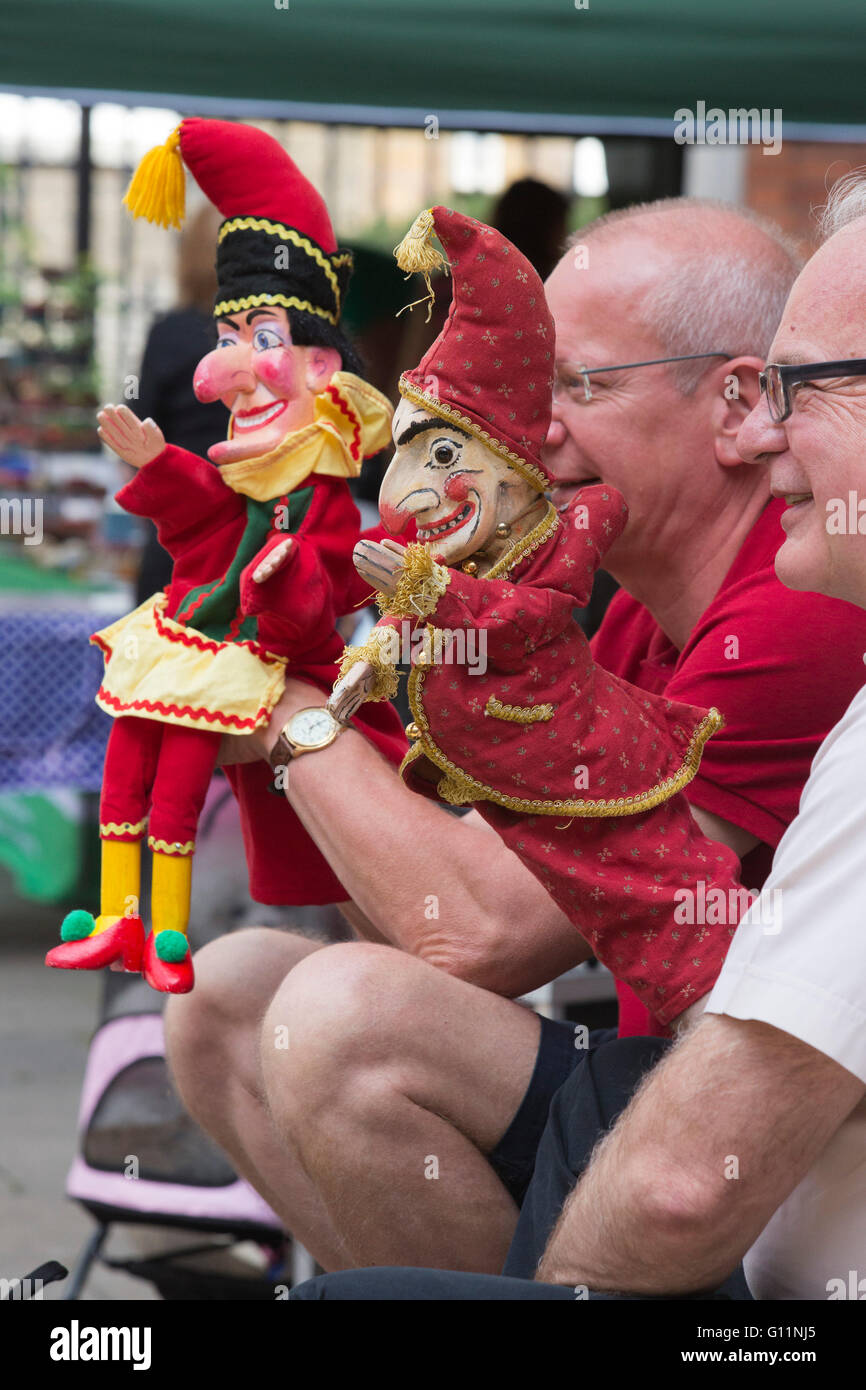 London, UK. 8 May 2016. Puppeteers with their Punch & Judy puppets. The