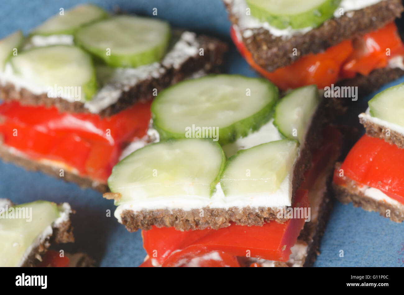 open sandwich with vegetables  top view Stock Photo