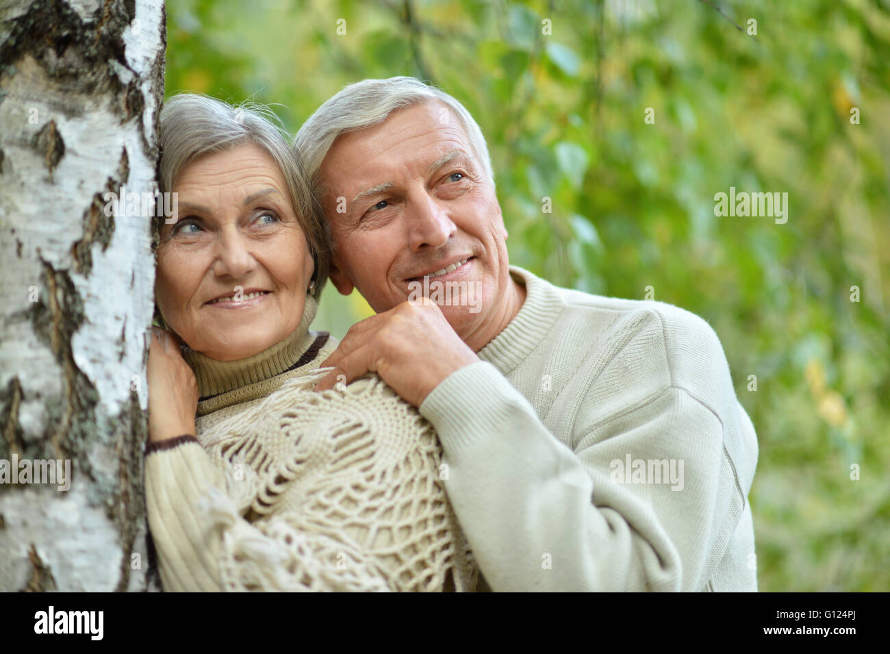 couple in summer park Stock Photo