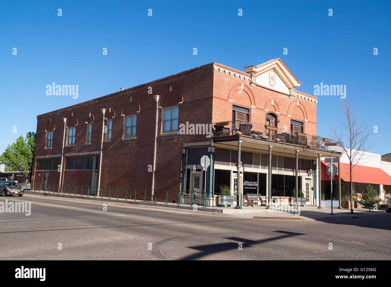 Alpine Avalanche newspaper building in downtown Alpine, Texas Stock