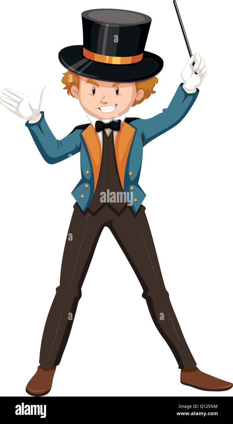 Magician in blue suit illustration Stock Vector Image & Art - Alamy