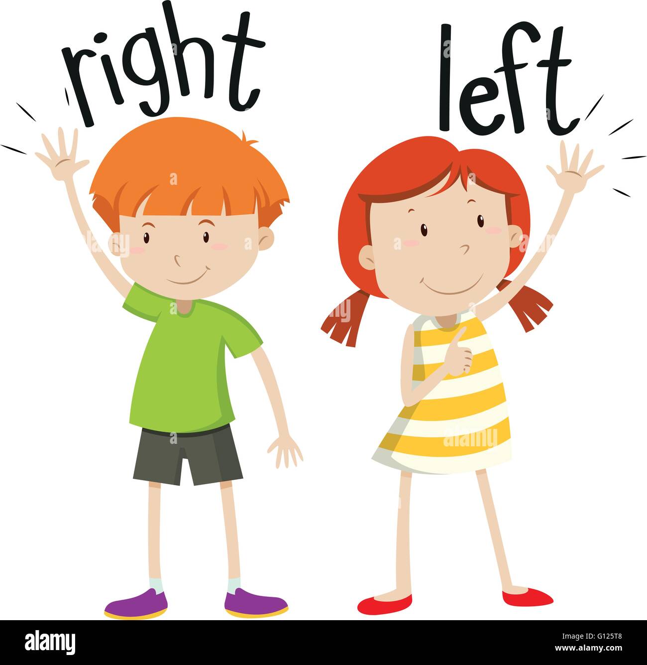 Boy on the right girl on the left illustration Stock Vector Image & Art