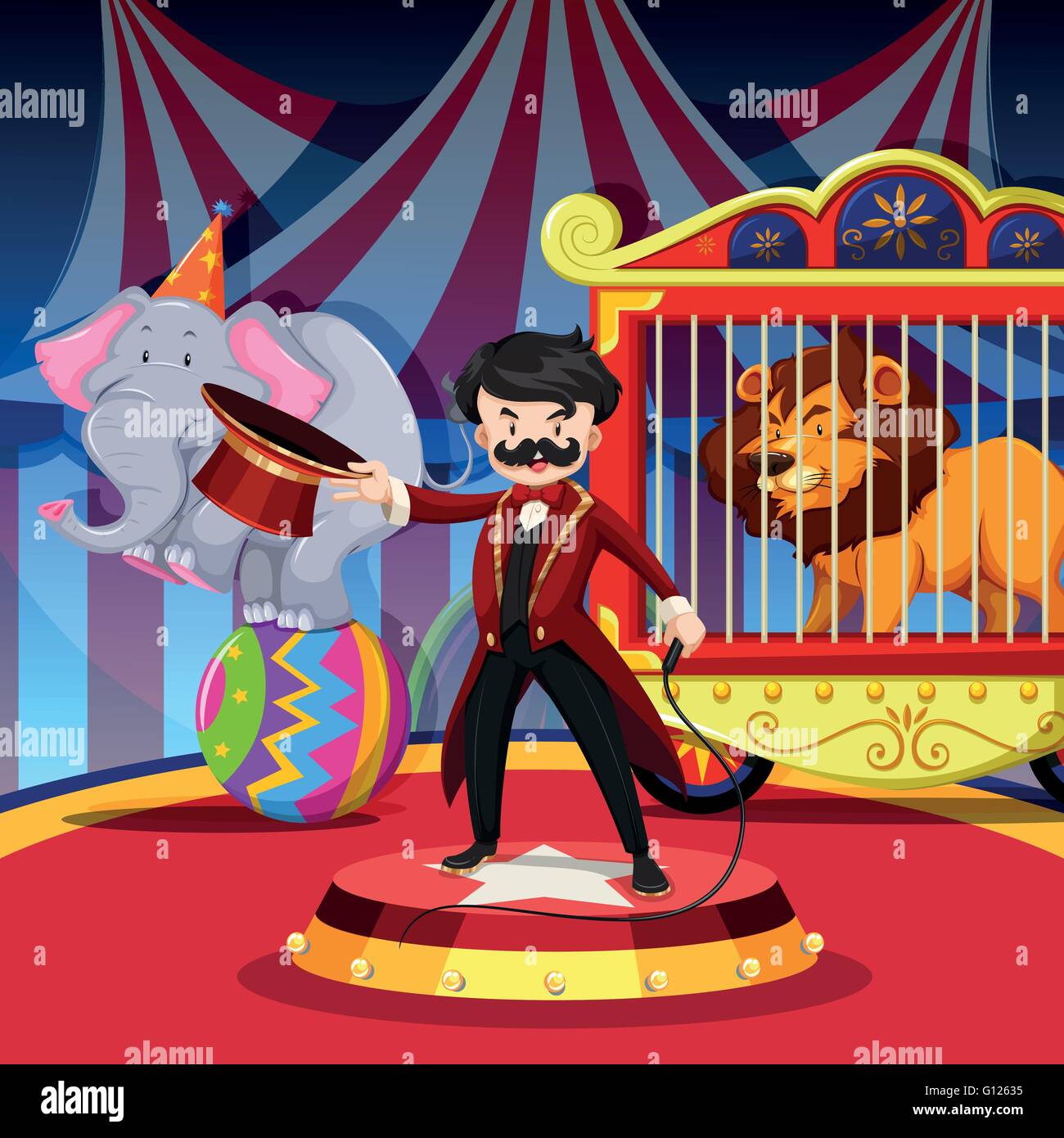 Circus Animals In Cages Cartoons