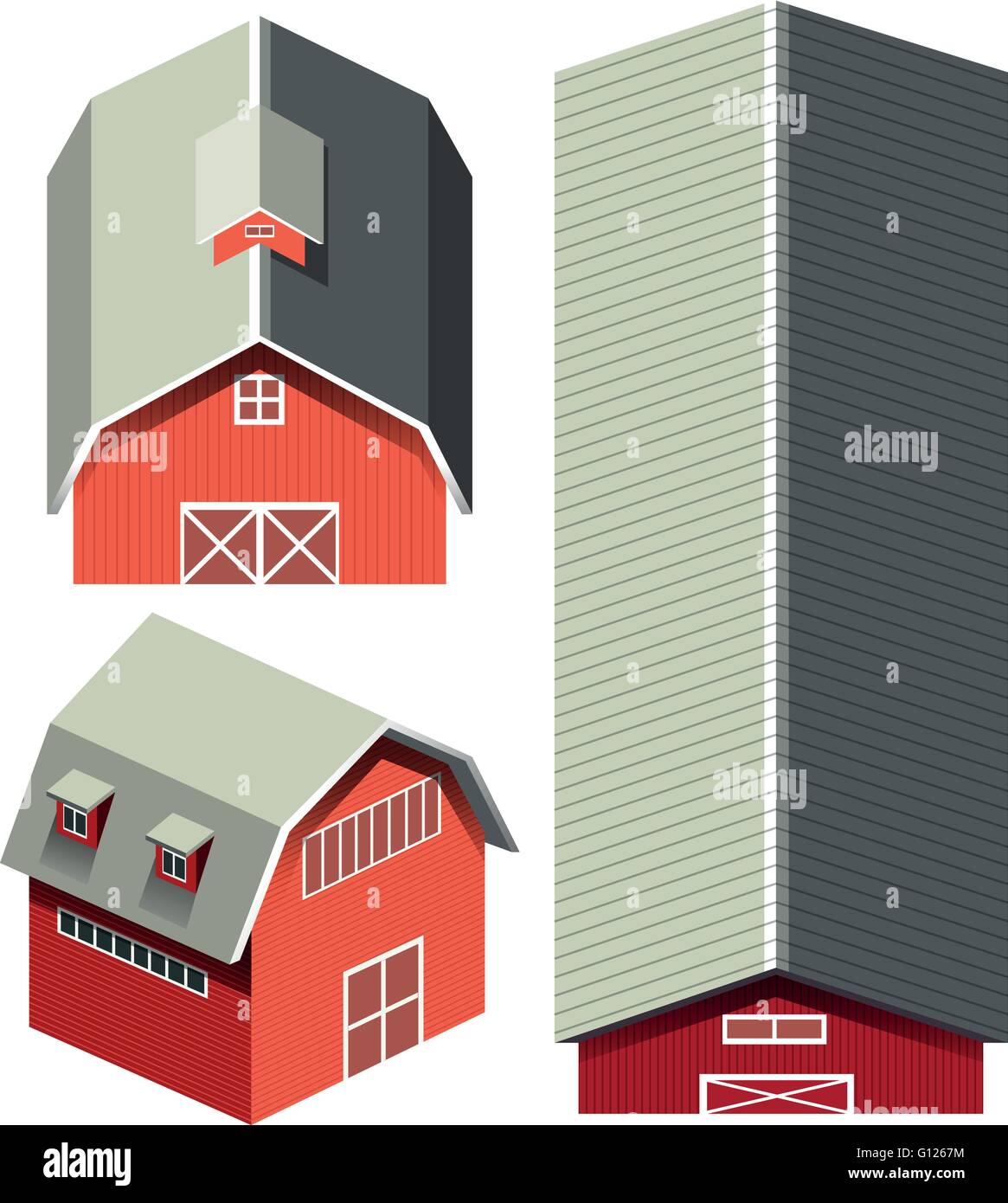 Red barn in different angles illustration Stock Vector Image & Art - Alamy
