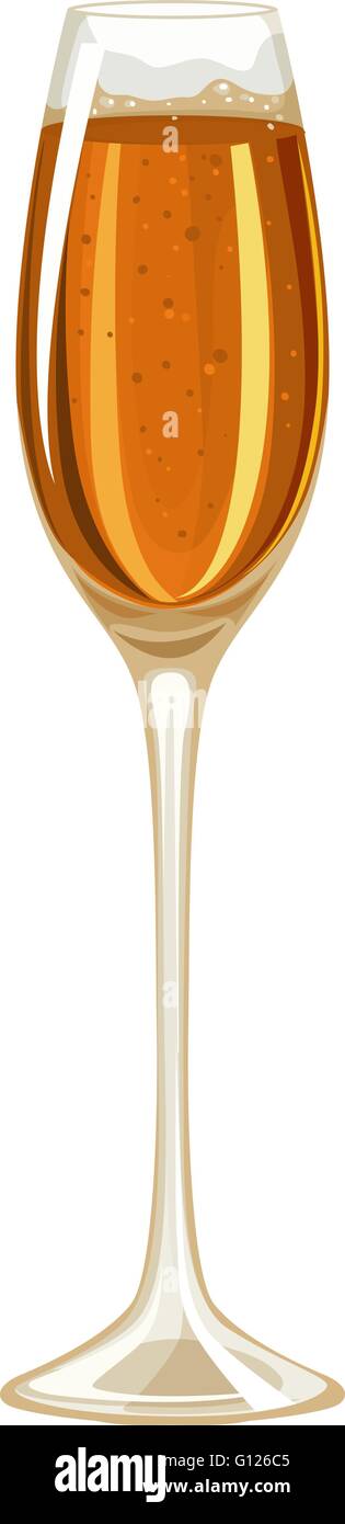 Champagne in tall glass illustration Stock Vector