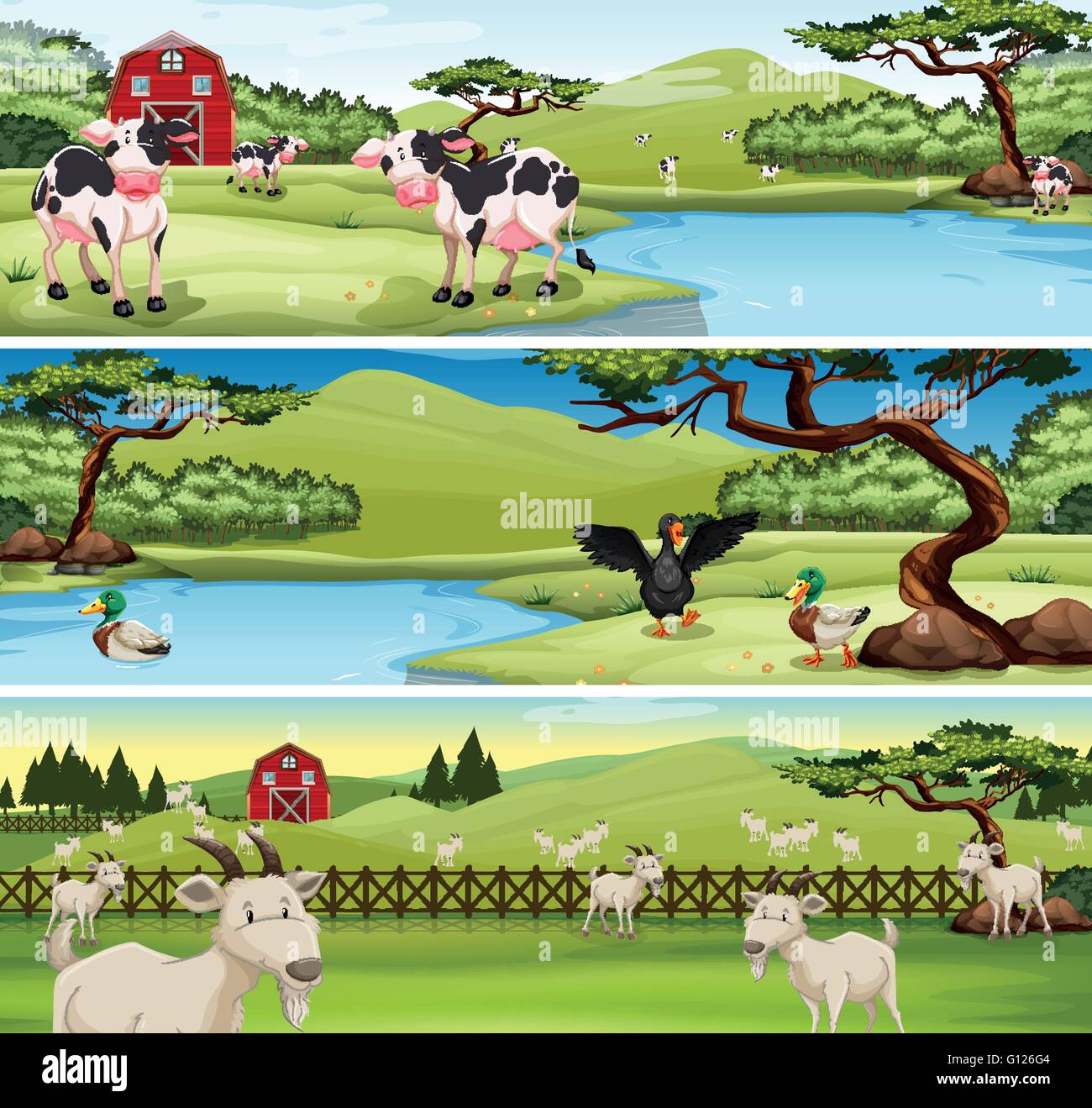 Farm animals living on farm illustration Stock Vector Image & Art - Alamy