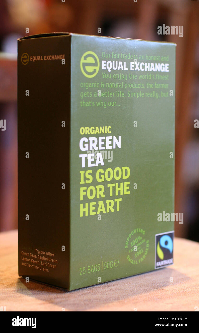 Organic Green Tea Fairtrade Teabags from Equal Exchange Stock Photo