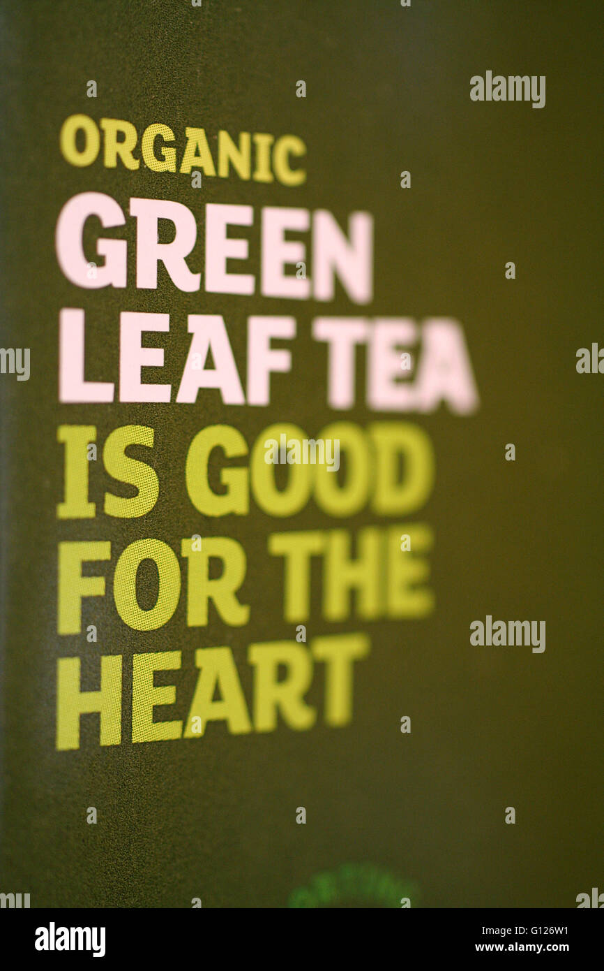 Organic Green Leaf Tea Fairtrade Teabags from Equal Exchange Stock Photo