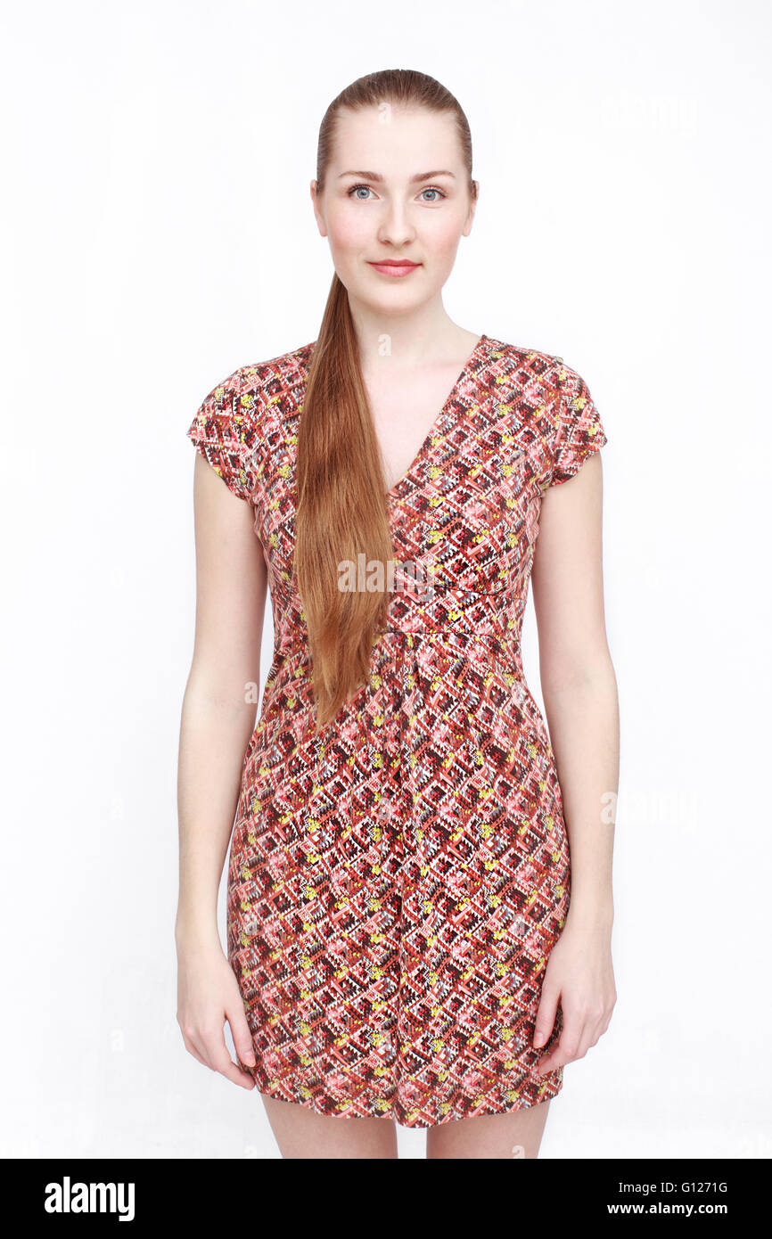 Portrait of beautiful woman in dress Stock Photo - Alamy