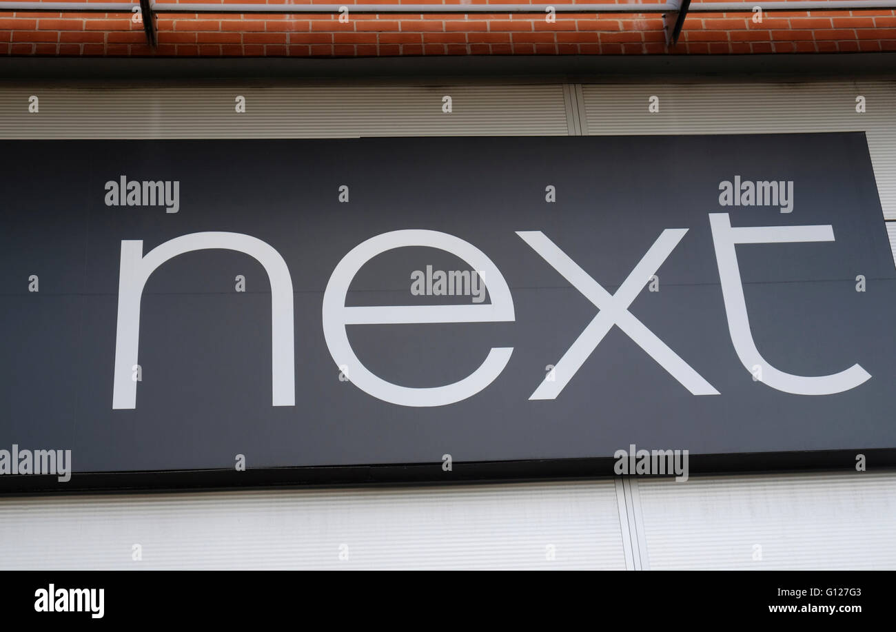 Next Shop, exterior logo, Grantham, Lincolnshire, England, UK Stock