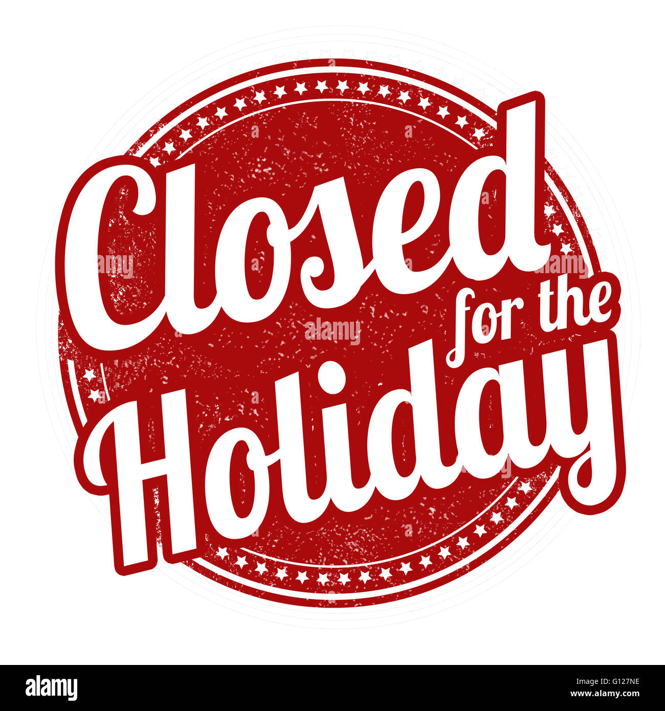 Closed for the holiday grunge rubber stamp on white background, vector illustration Stock Photo
