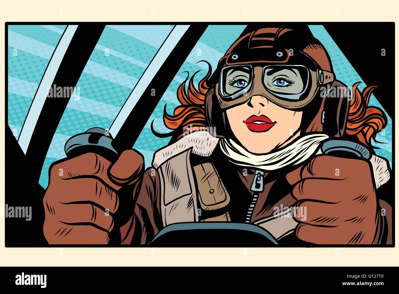 Girl retro pilot on the plane Stock Vector Image & Art - Alamy