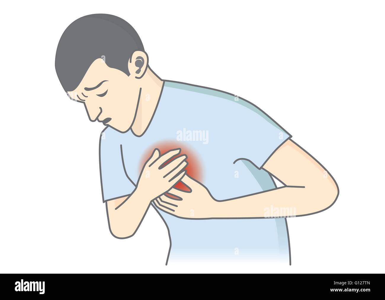 Man have early symptoms of heart attack. Stock Vector
