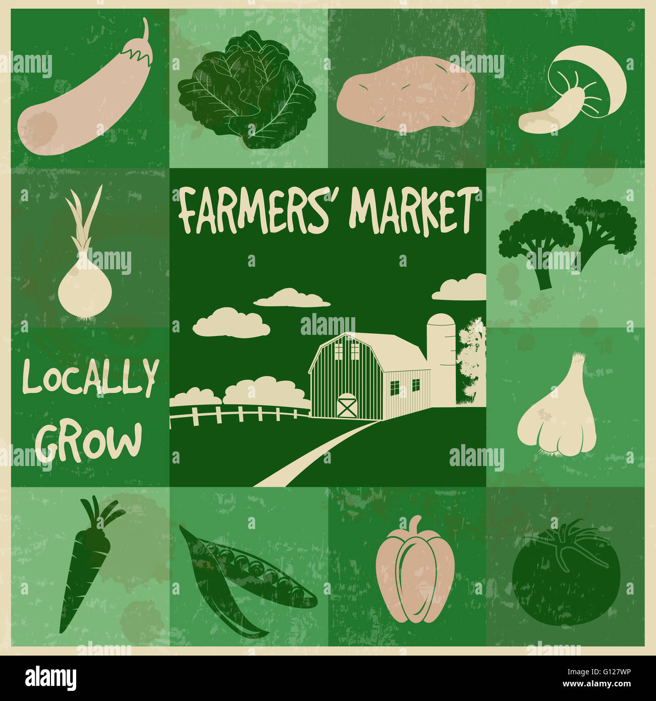 Farm fresh vintage grunge retro poster, vector illustration Stock Photo ...