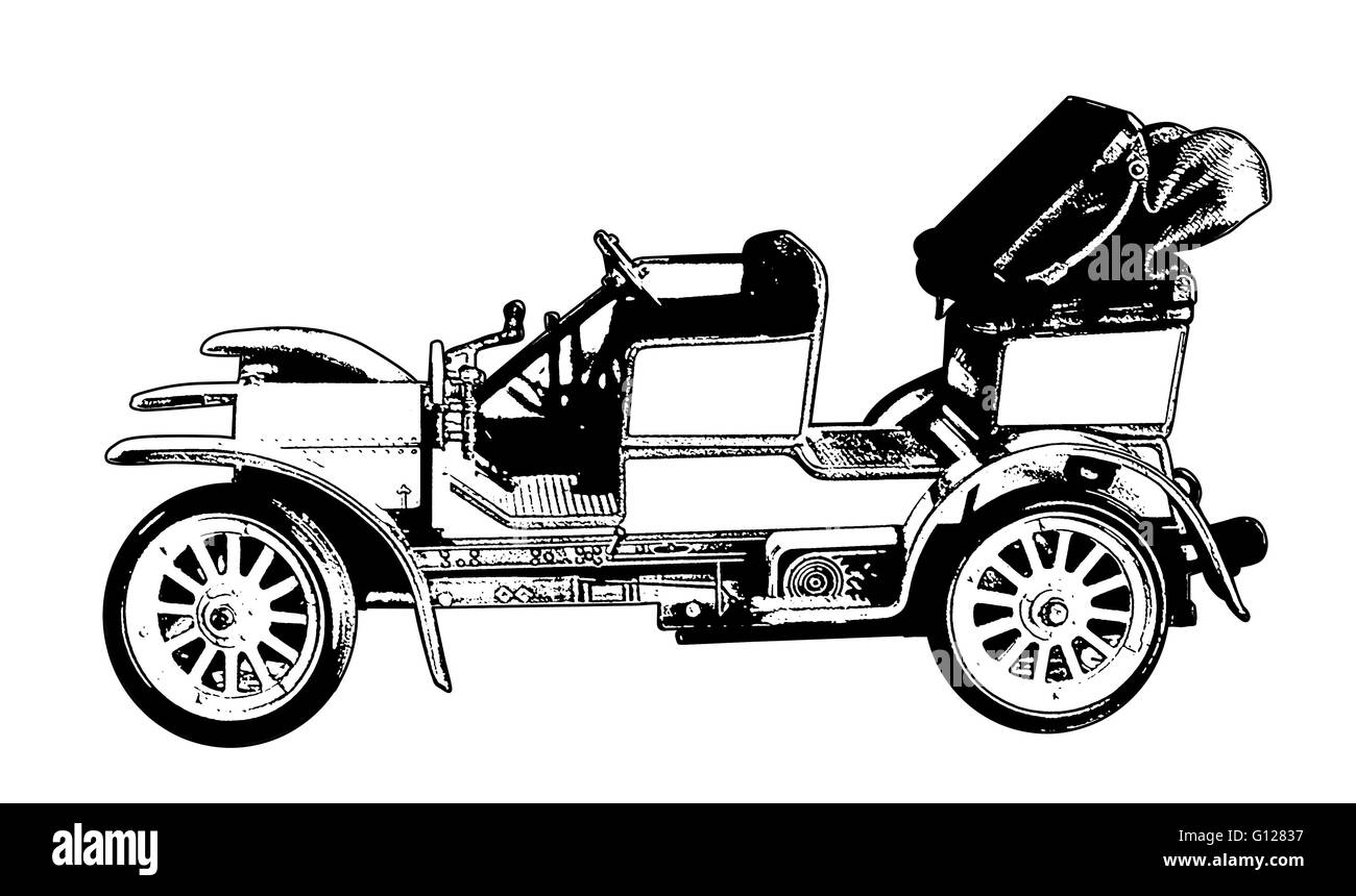Old vintage car isolated on white background, vector illustration Stock ...