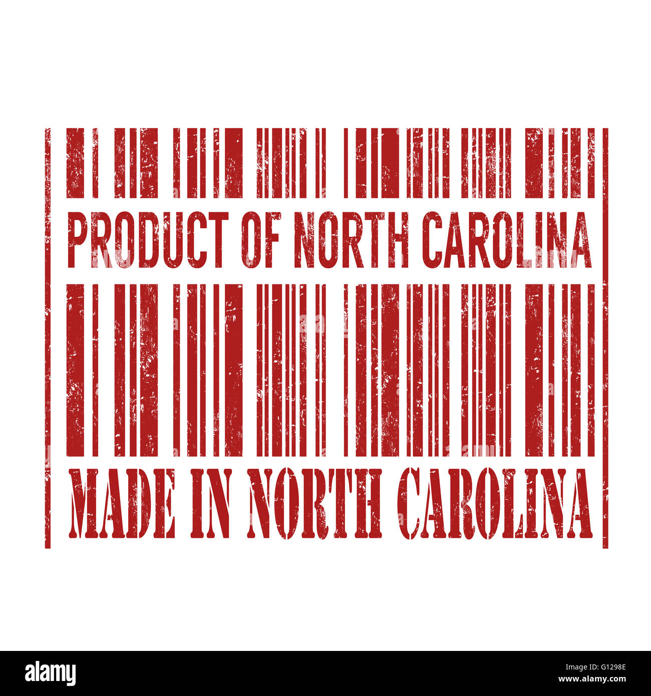 Product of North Carolina, made in North Carolina barcode grunge rubber