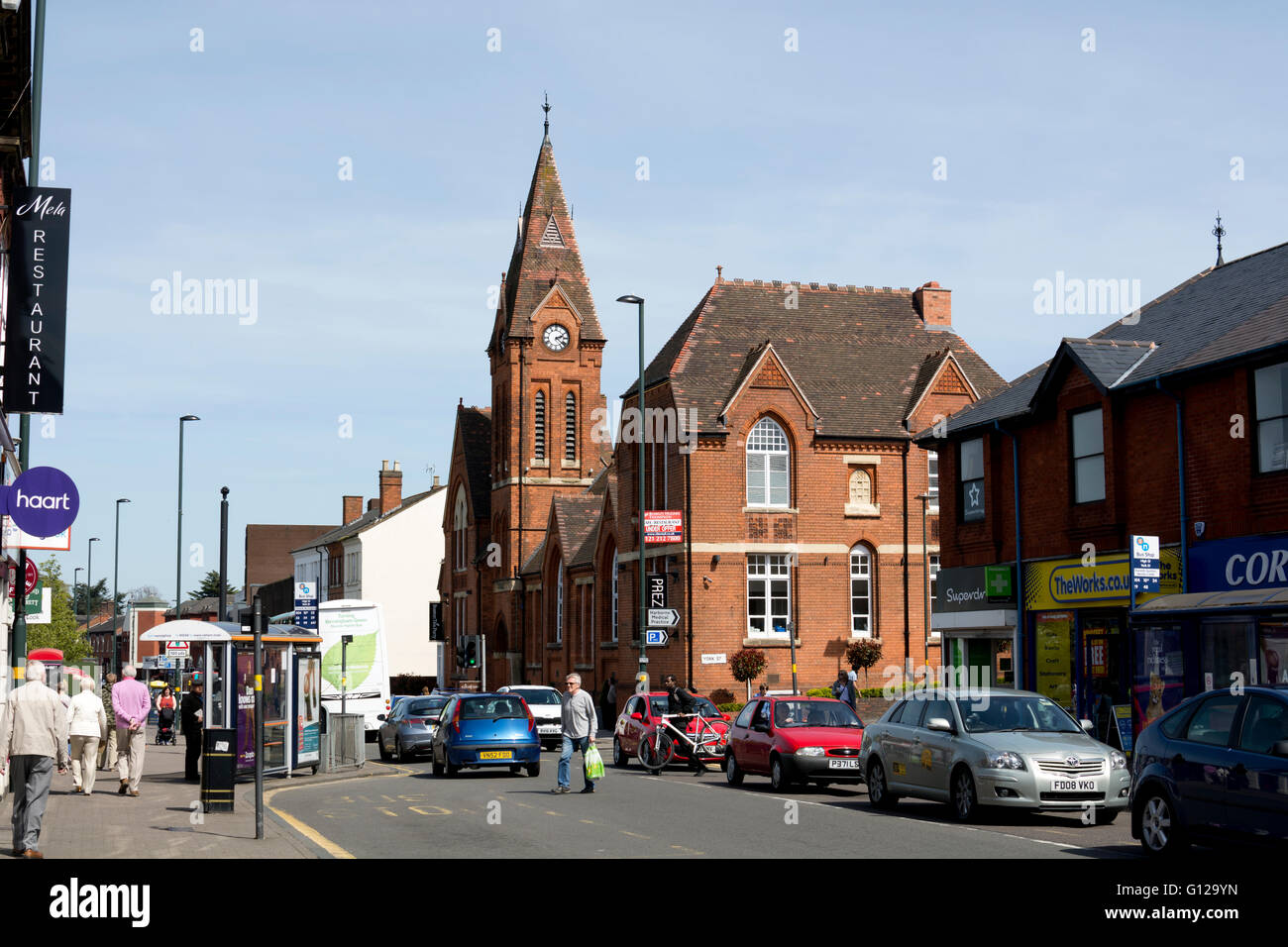 High Street and the clock tower, Harborne Village, Birmingham, UK Stock ...