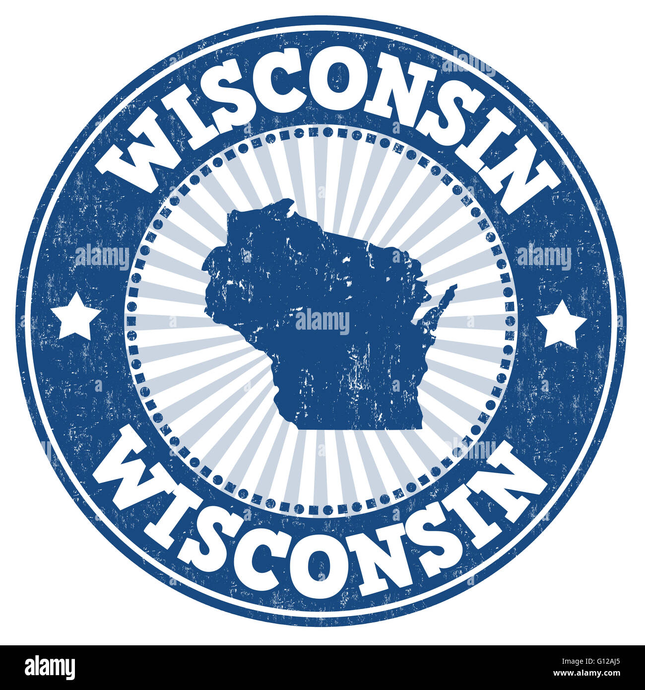 Grunge rubber stamp with the name and map of Wisconsin, vector