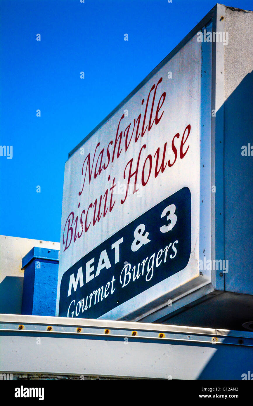 The Sign out front of the small, funky Nashville Biscuit House