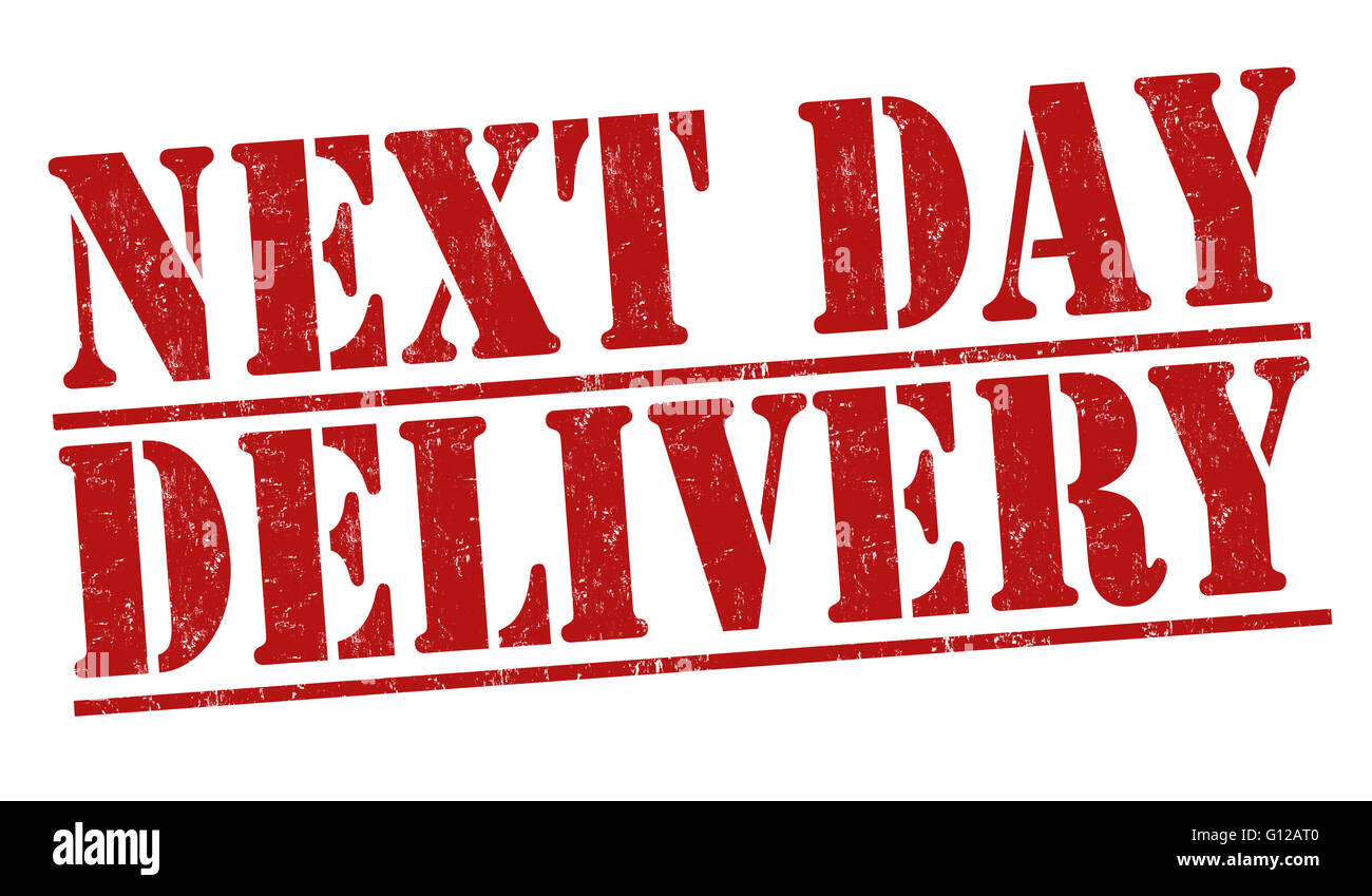 Next day delivery grunge rubber stamp on white background, vector