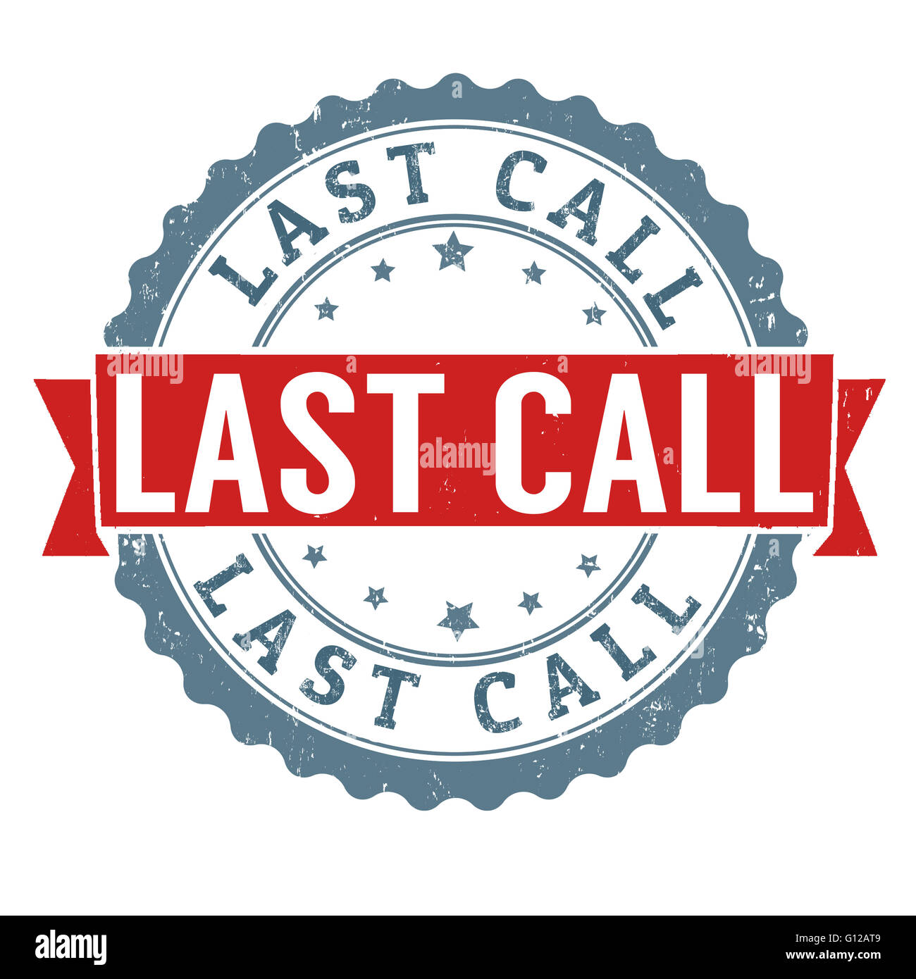 Last call grunge rubber stamp on white background, vector illustration Stock Photo