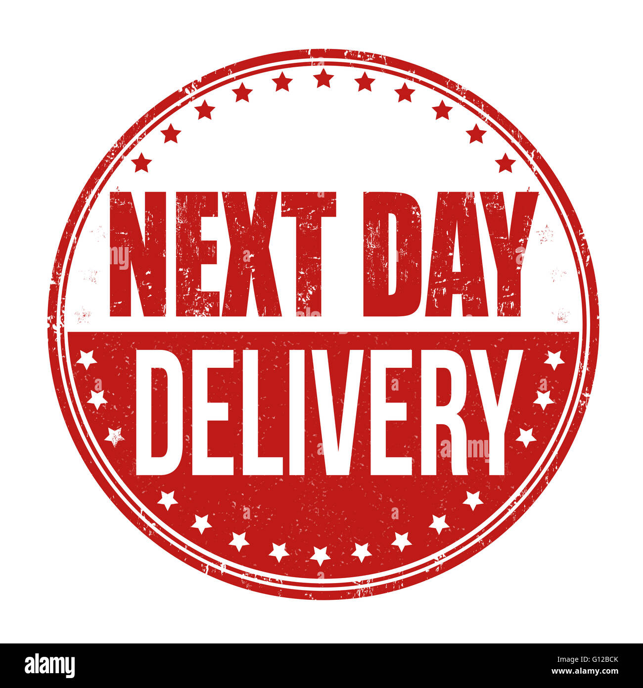 Next day delivery grunge rubber stamp on white background, vector