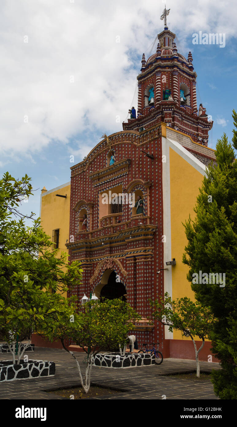 Temple of Santa Maria Tonantzintla is a Roman Catholic church near Cholula, Puebla, Mexico Stock Photo