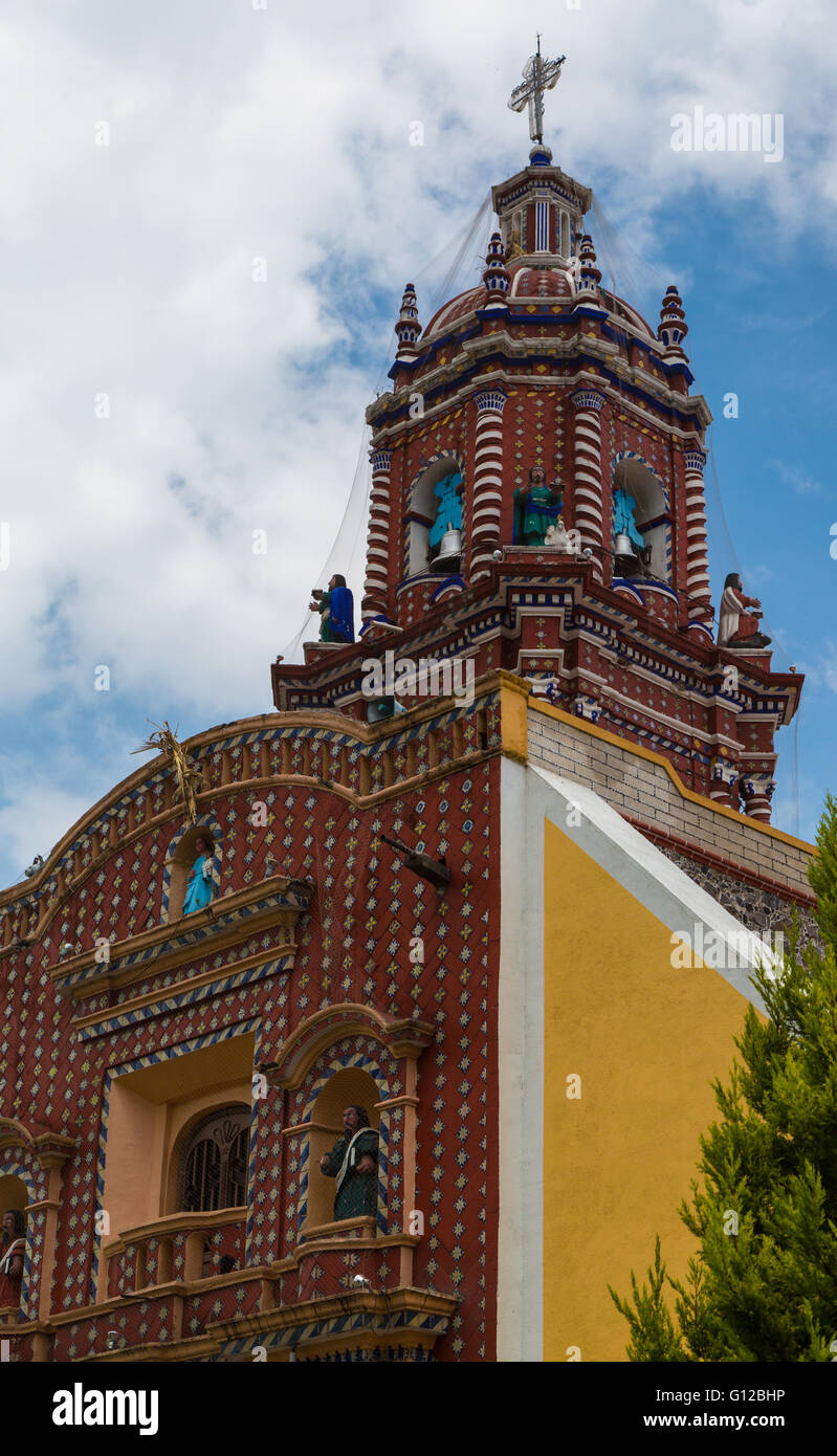 Temple of Santa Maria Tonantzintla is a Roman Catholic church near Cholula, Puebla, Mexico Stock Photo