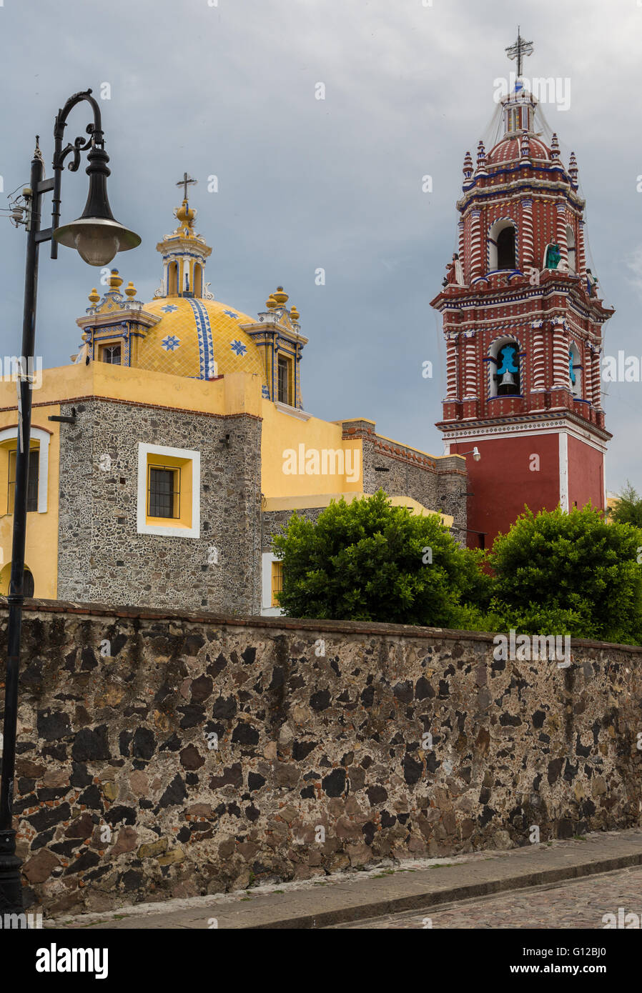 Temple of Santa Maria Tonantzintla is a Roman Catholic church near Cholula, Puebla, Mexico Stock Photo