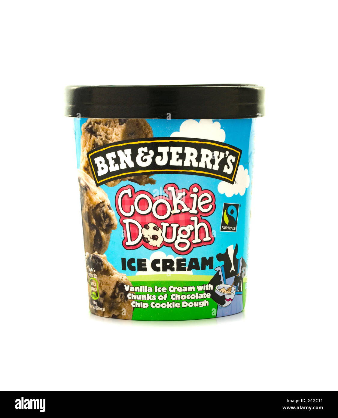 Ben & Jerry's cookie dough ice cream on a white background Stock Photo