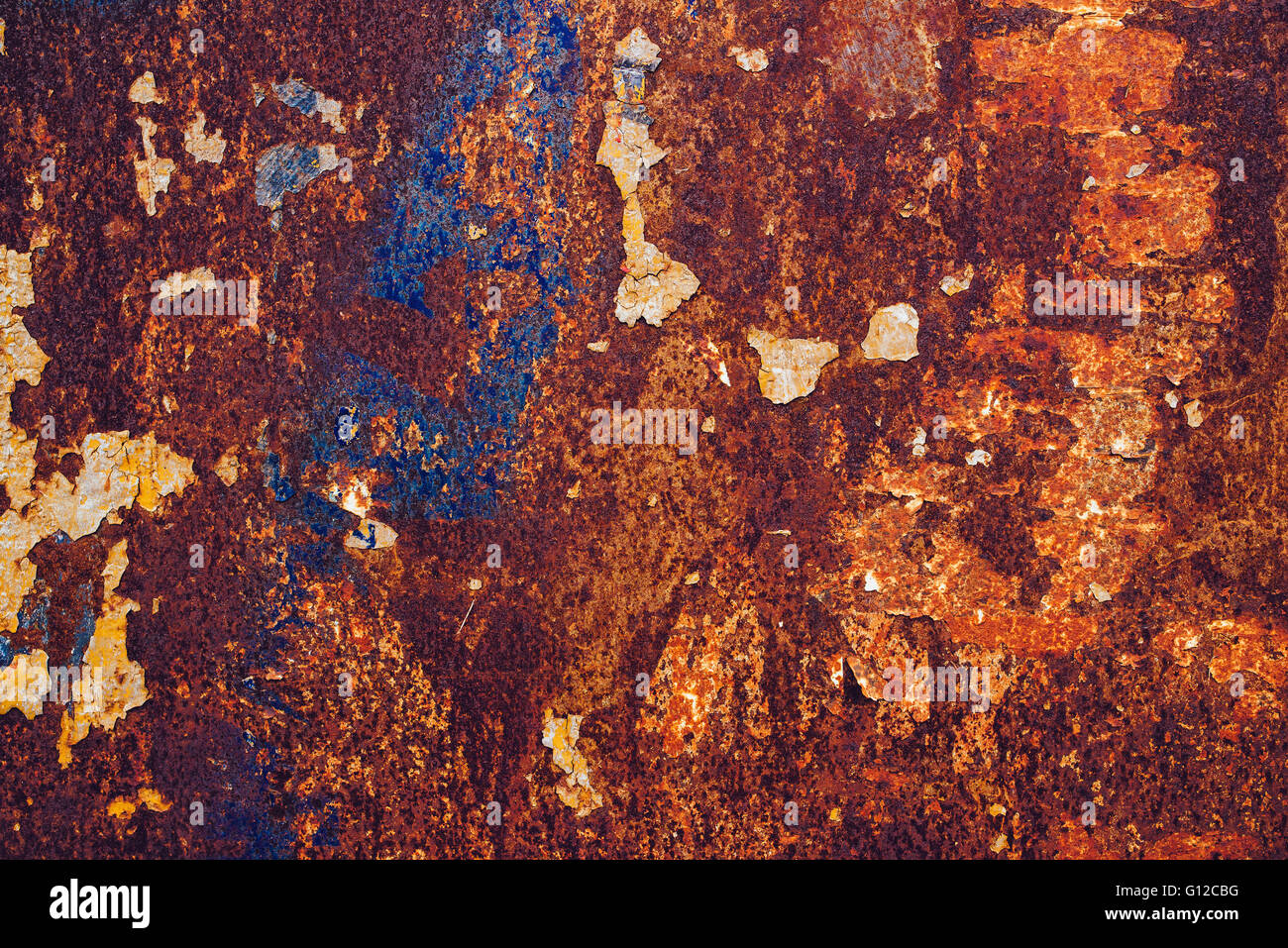Rusty iron plate, high resolution abstract corroded scrap metal plate texture with many details. Stock Photo