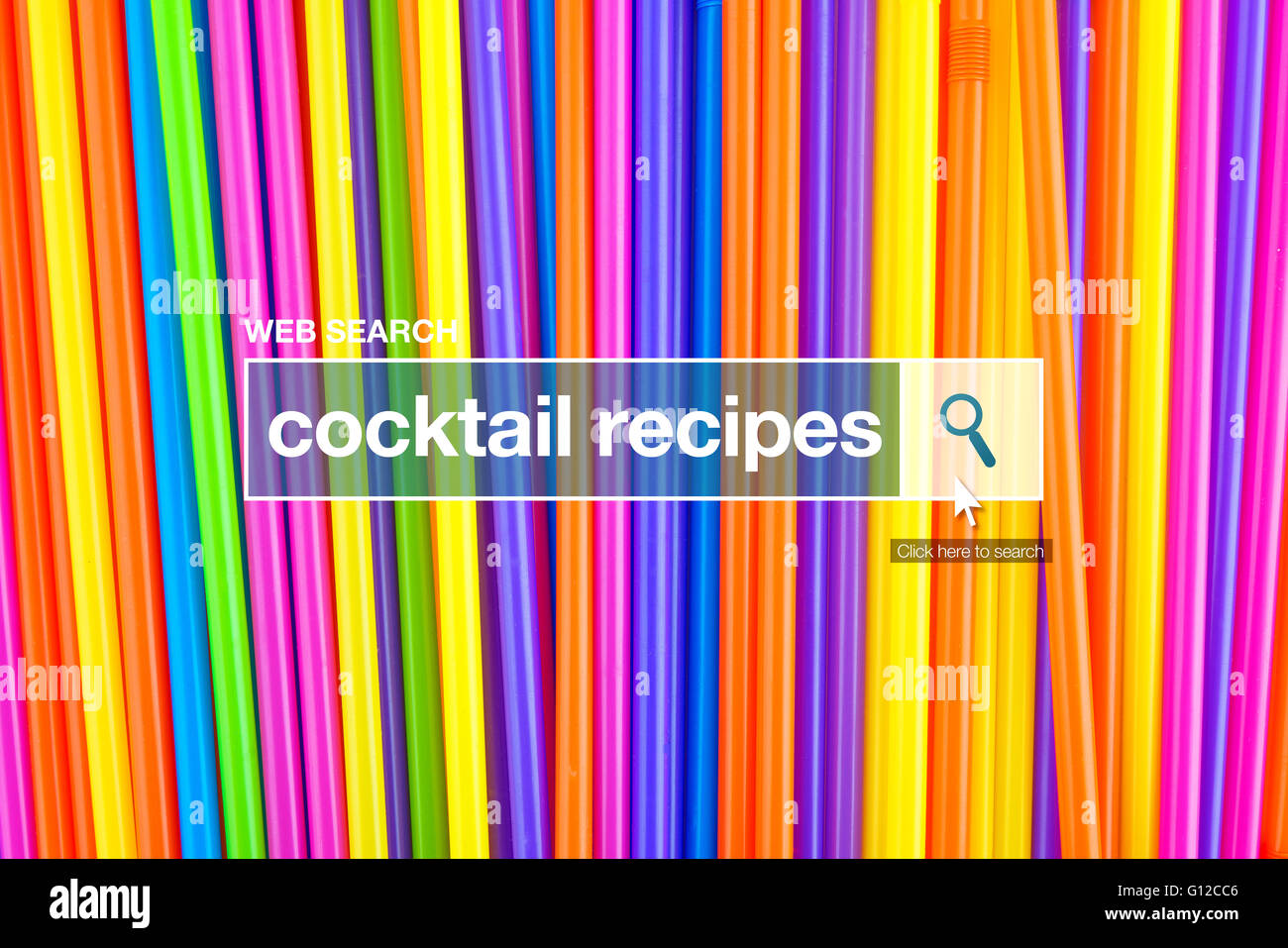 Cocktail recipes definition in internet glossary- web search bar glossary term Stock Photo