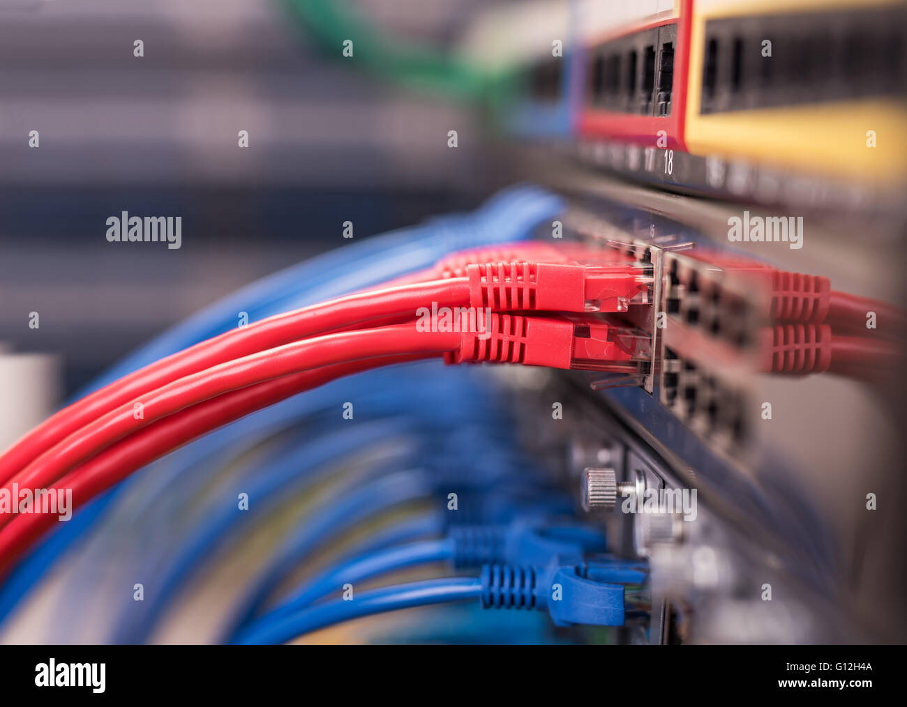 Network Course Cable Network switch and ethernet cables,Data Center Concept Stock Photo - Alamy